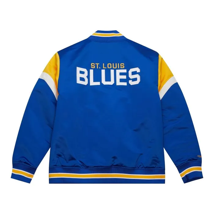 Mitchell and Ness Heavyweight Satin Jacket St Louis Blues Men Jackets and Outerwear