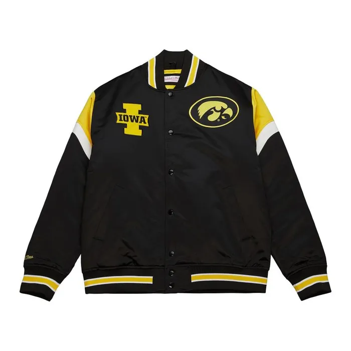Mitchell and Ness Heavyweight Satin Jacket University Of Iowa Men Jackets and Outerwear Mitchell and Ness Heavyweight Satin Jacket University Of Iowa Men Jackets and Outerwear