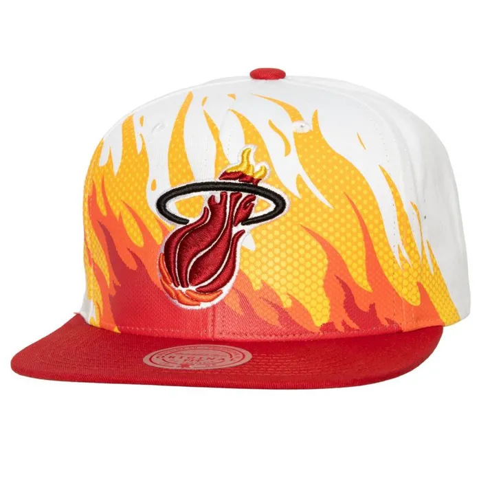 Mitchell and Ness Hot Fire Snapback HWC Miami Heat Men Hats and Headwear