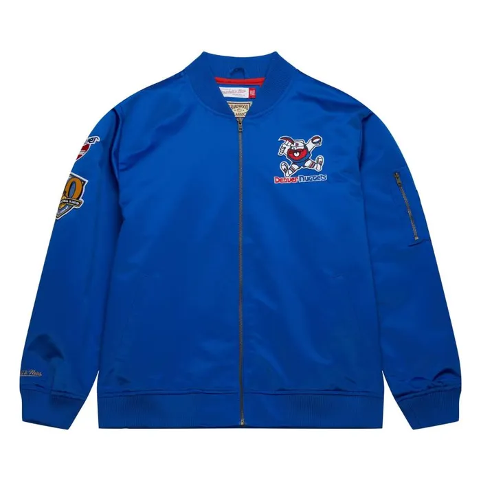 Mitchell and Ness Lightweight Satin Bomber Vintage Logo Denver Nuggets Men Jackets and Outerwear Mitchell and Ness Lightweight Satin Bomber Vintage Logo Denver Nuggets Men Jackets and Outerwear
