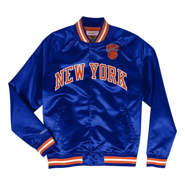 Mitchell and Ness Lightweight Satin Jacket New York Knicks Men Jackets and Outerwear Mitchell and Ness Lightweight Satin Jacket New York Knicks Men Jackets and Outerwear