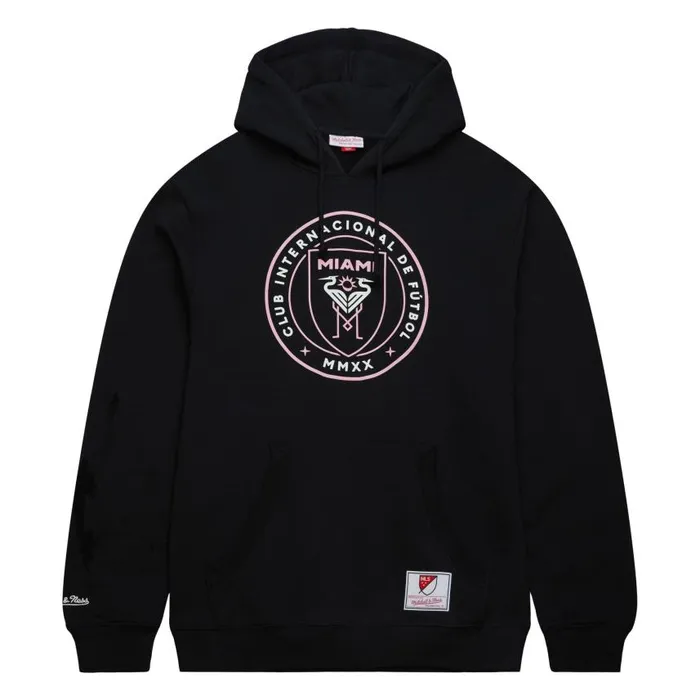 Mitchell and Ness Logo Paint Brush Hoodie Inter Miami CF Men Hoodies and Sweatshirts Mitchell and Ness Logo Paint Brush Hoodie Inter Miami CF Men Hoodies and Sweatshirts