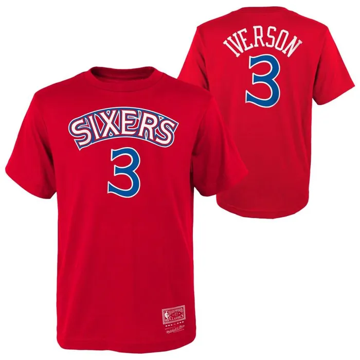 Mitchell and Ness Name and Number Tee Philadelphia 76ers Allen Iverson Kids TShirts and Tops Mitchell and Ness Name and Number Tee Philadelphia 76ers Allen Iverson Kids TShirts and Tops