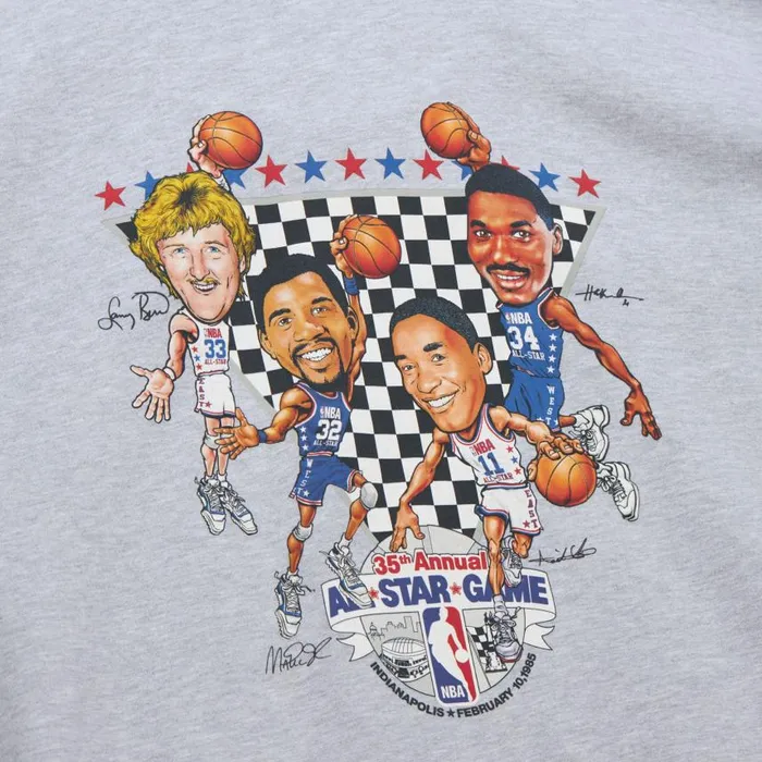 Mitchell and Ness NBA AllStar Caricatures 1985 Men TShirts and Tops Mitchell and Ness NBA AllStar Caricatures 1985 Men TShirts and Tops