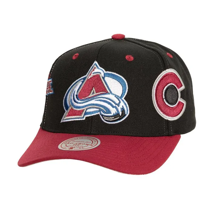 Mitchell and Ness Overbite Pro Snapback Colorado Avalanche Men Hats and Headwear Mitchell and Ness Overbite Pro Snapback Colorado Avalanche Men Hats and Headwear
