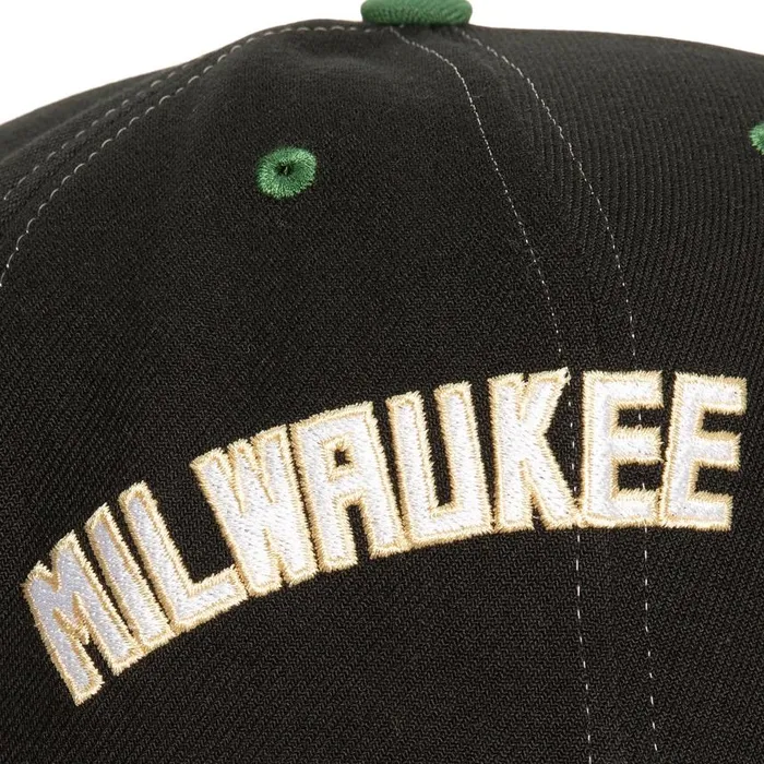 Mitchell and Ness Overbite Pro Snapback Milwaukee Bucks Men Hats and Headwear Mitchell and Ness Overbite Pro Snapback Milwaukee Bucks Men Hats and Headwear