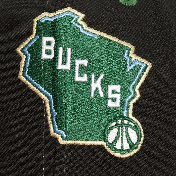 Mitchell and Ness Overbite Pro Snapback Milwaukee Bucks Men Hats and Headwear Mitchell and Ness Overbite Pro Snapback Milwaukee Bucks Men Hats and Headwear