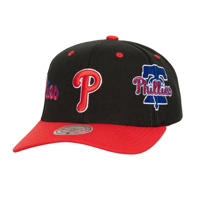 Mitchell and Ness Overbite Pro Snapback Philadelphia Phillies Men Hats and Headwear Mitchell and Ness Overbite Pro Snapback Philadelphia Phillies Men Hats and Headwear