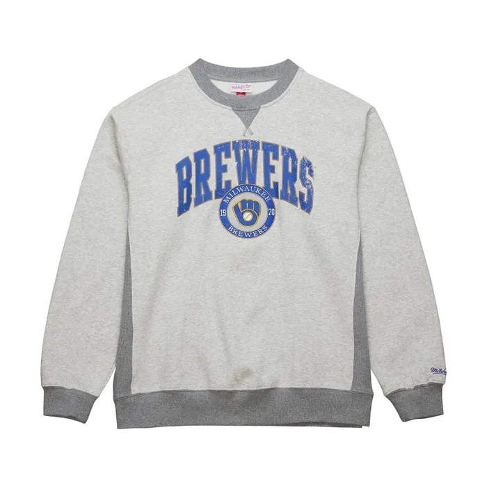 Mitchell and Ness Premium Fleece Crew Vintage Logo Milwaukee Brewers Men Hoodies and Sweatshirts Mitchell and Ness Premium Fleece Crew Vintage Logo Milwaukee Brewers Men Hoodies and Sweatshirts