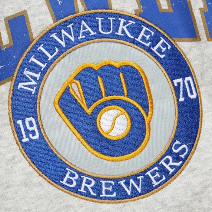 Mitchell and Ness Premium Fleece Crew Vintage Logo Milwaukee Brewers Men Hoodies and Sweatshirts Mitchell and Ness Premium Fleece Crew Vintage Logo Milwaukee Brewers Men Hoodies and Sweatshirts