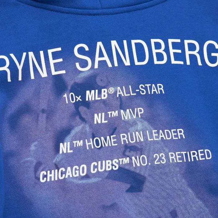 Mitchell and Ness Premium NandN Player Fleece Vintage Logo Chicago Cubs Ryne Sandberg Men Hoodies and Sweatshirts Mitchell and Ness Premium NandN Player Fleece Vintage Logo Chicago Cubs Ryne Sandberg Men Hoodies and Sweatshirts