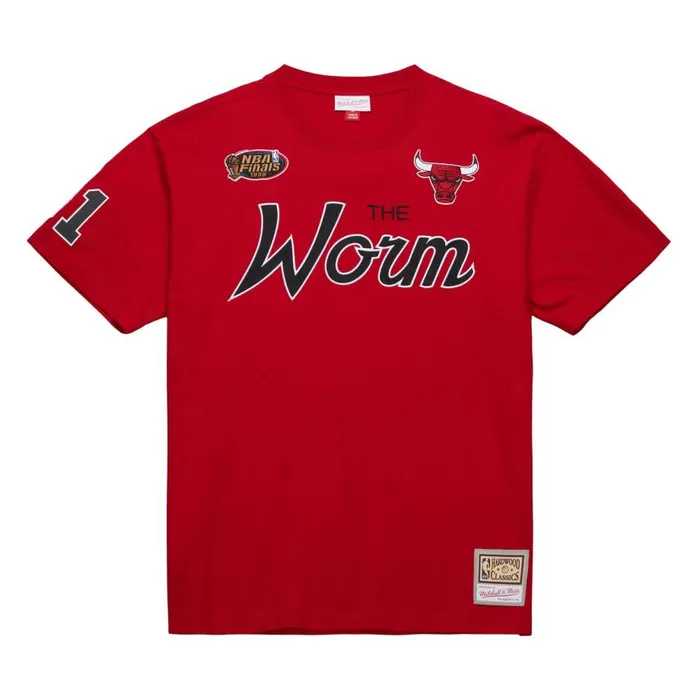 Mitchell and Ness Premium Nickname SS Tee Vintage Logo Chicago Bulls Dennis Rodman Men TShirts and Tops Mitchell and Ness Premium Nickname SS Tee Vintage Logo Chicago Bulls Dennis Rodman Men TShirts and Tops