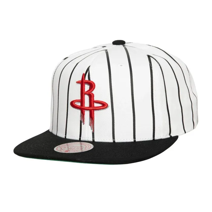 Mitchell and Ness Retro Pinstripe Snapback Houston Rockets Men Hats and Headwear Mitchell and Ness Retro Pinstripe Snapback Houston Rockets Men Hats and Headwear