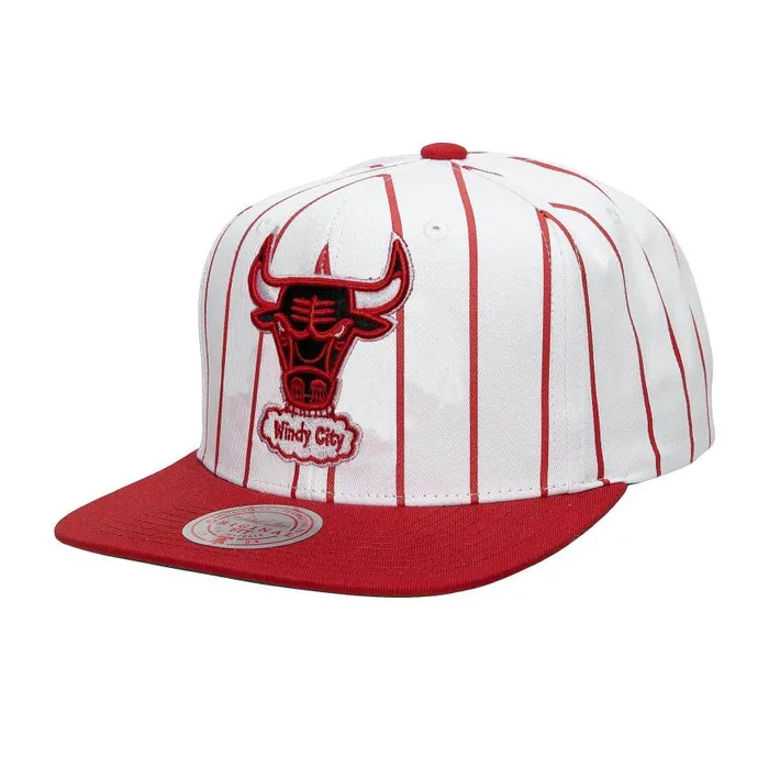 Mitchell and Ness Retro Pinstripe Snapback HWC Chicago Bulls Men Hats and Headwear Mitchell and Ness Retro Pinstripe Snapback HWC Chicago Bulls Men Hats and Headwear