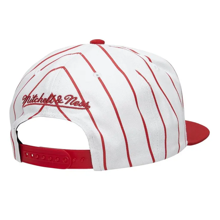 Mitchell and Ness Retro Pinstripe Snapback HWC Chicago Bulls Men Hats and Headwear Mitchell and Ness Retro Pinstripe Snapback HWC Chicago Bulls Men Hats and Headwear