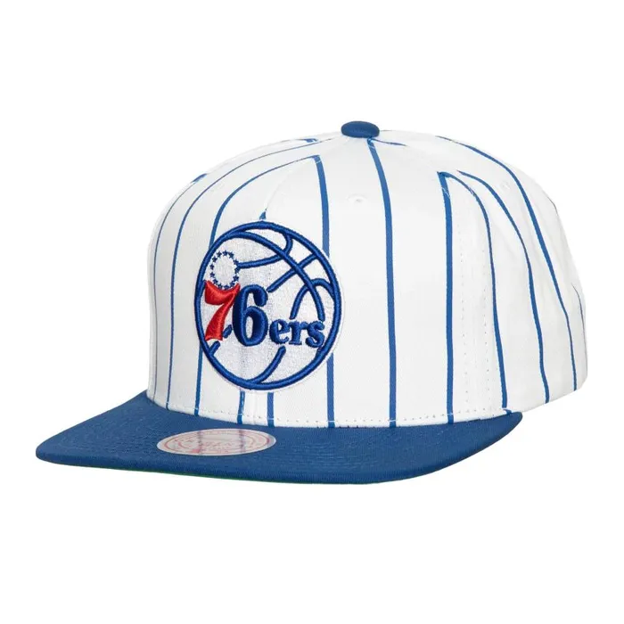 Mitchell and Ness Retro Pinstripe Snapback Philadelphia 76ers Men Hats and Headwear Mitchell and Ness Retro Pinstripe Snapback Philadelphia 76ers Men Hats and Headwear