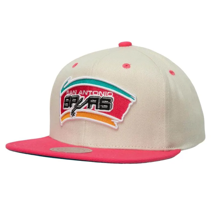 Mitchell and Ness Sail 2 Tone Snapback HWC San Antonio Spurs Men Hats and Headwear Mitchell and Ness Sail 2 Tone Snapback HWC San Antonio Spurs Men Hats and Headwear