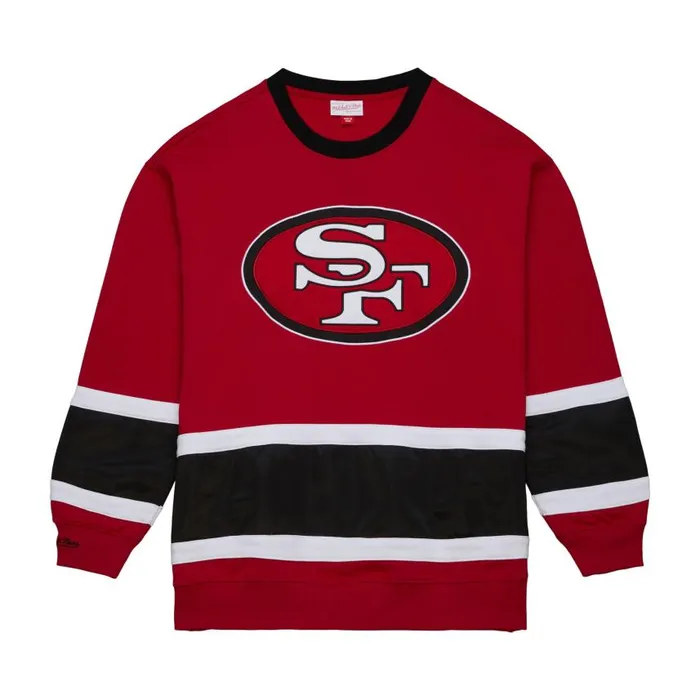 Mitchell and Ness Satin Insert Fleece Crew San Francisco 49ers Men Hoodies and Sweatshirts Mitchell and Ness Satin Insert Fleece Crew San Francisco 49ers Men Hoodies and Sweatshirts