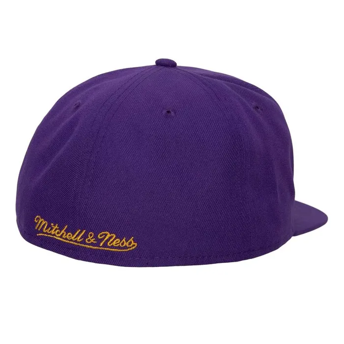 Mitchell and Ness Shark Bite Fitted HWC Hat Los Angeles Lakers Men Hats and Headwear Mitchell and Ness Shark Bite Fitted HWC Hat Los Angeles Lakers Men Hats and Headwear