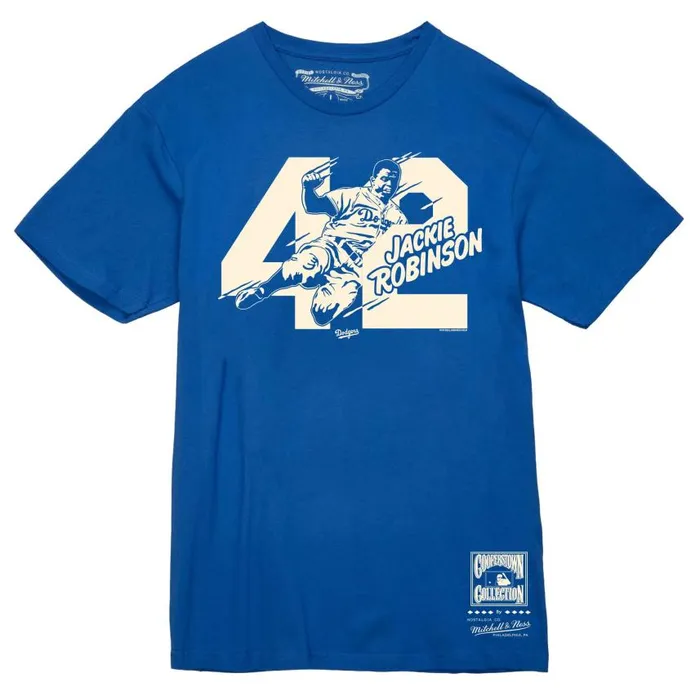 Mitchell and Ness Sliding 42 Tee Los Angeles Dodgers Jackie Robinson Men TShirts and Tops Mitchell and Ness Sliding 42 Tee Los Angeles Dodgers Jackie Robinson Men TShirts and Tops