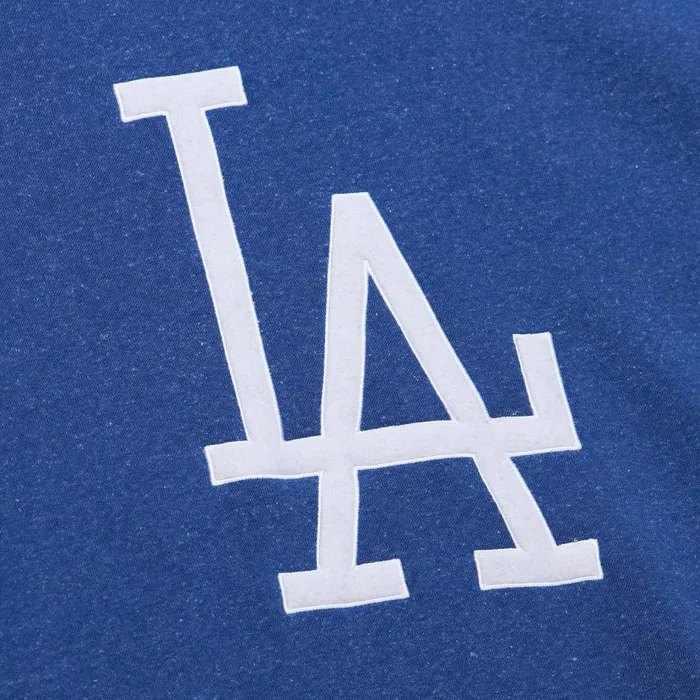 Mitchell and Ness Snow Washed Fleece Crew Vintage Logo Los Angeles Dodgers Men Hoodies and Sweatshirts