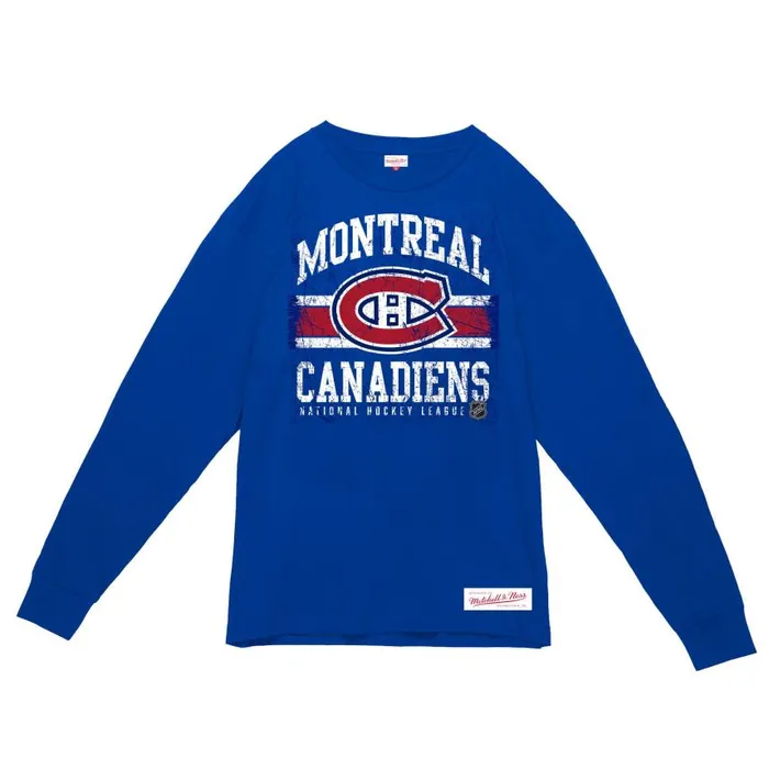 Mitchell and Ness Striped Logo Lockup Slub LS Tee Montreal Canadiens Men TShirts and Tops Mitchell and Ness Striped Logo Lockup Slub LS Tee Montreal Canadiens Men TShirts and Tops