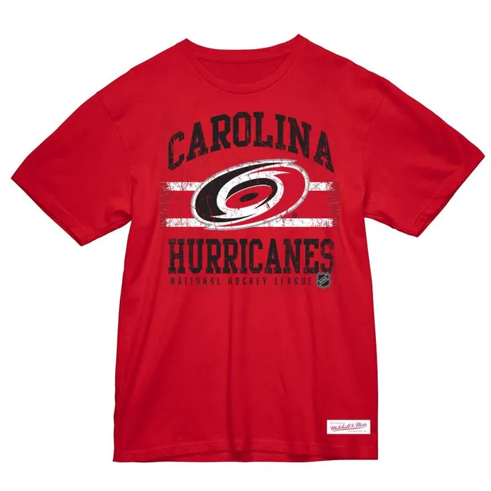 Mitchell and Ness Striped Logo Lockup Slub SS Tee Carolina Hurricanes Men TShirts and Tops Mitchell and Ness Striped Logo Lockup Slub SS Tee Carolina Hurricanes Men TShirts and Tops