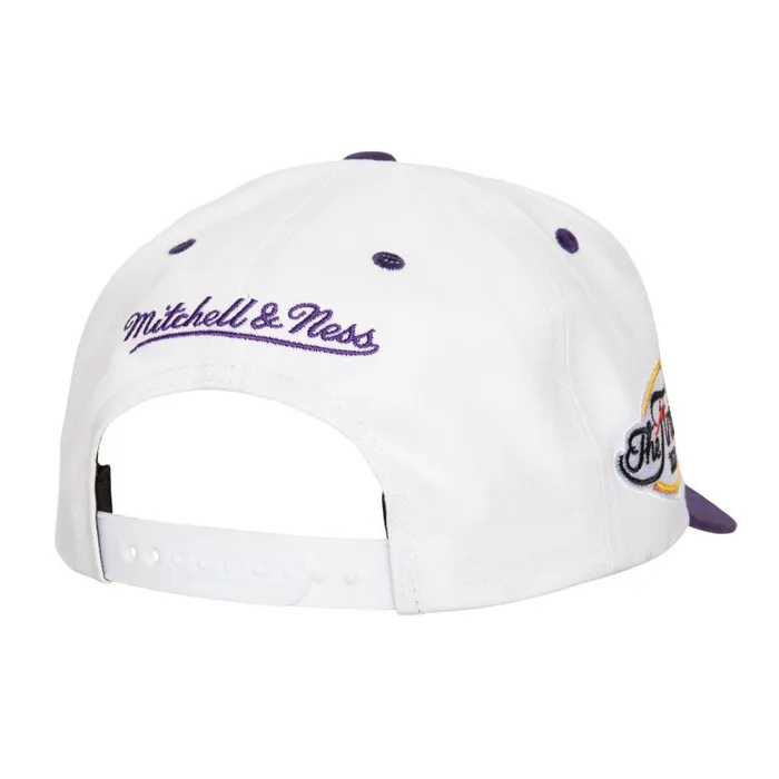 Mitchell and Ness Tail Sweep Pro Snapback Los Angeles Lakers Men Hats and Headwear Mitchell and Ness Tail Sweep Pro Snapback Los Angeles Lakers Men Hats and Headwear
