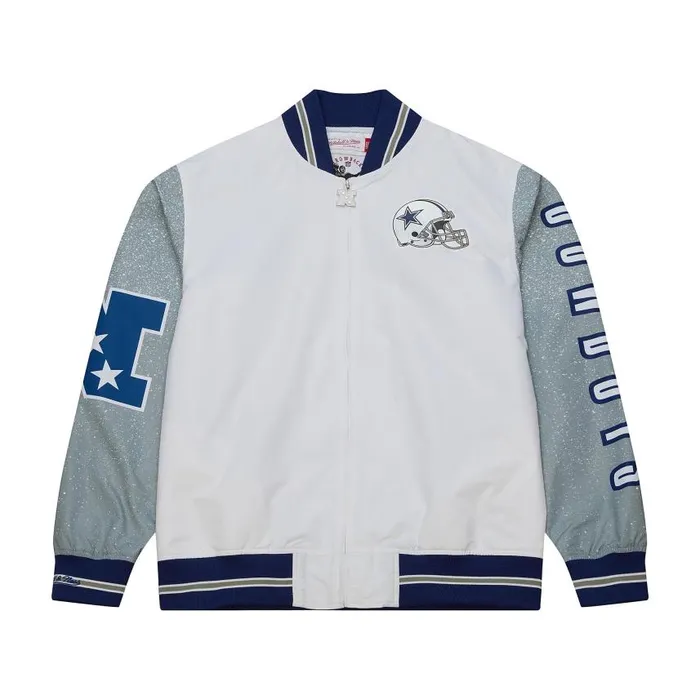Mitchell and Ness Team Burst Warm Up Jacket Dallas Cowboys Men Jackets and Outerwear Mitchell and Ness Team Burst Warm Up Jacket Dallas Cowboys Men Jackets and Outerwear
