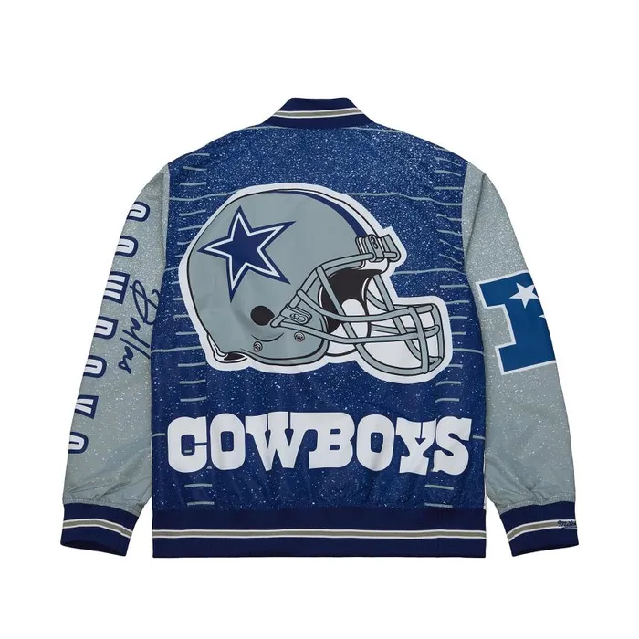 Mitchell and Ness Team Burst Warm Up Jacket Dallas Cowboys Men Jackets and Outerwear Mitchell and Ness Team Burst Warm Up Jacket Dallas Cowboys Men Jackets and Outerwear