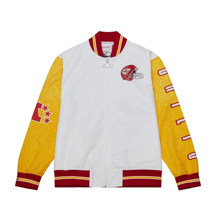 Mitchell and Ness Team Burst Warm Up Jacket Kansas City Chiefs Men Jackets and Outerwear Mitchell and Ness Team Burst Warm Up Jacket Kansas City Chiefs Men Jackets and Outerwear