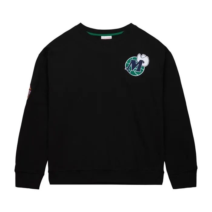 Mitchell and Ness Team First Satin Fleece Crew Dallas Mavericks Men Hoodies and Sweatshirts Mitchell and Ness Team First Satin Fleece Crew Dallas Mavericks Men Hoodies and Sweatshirts