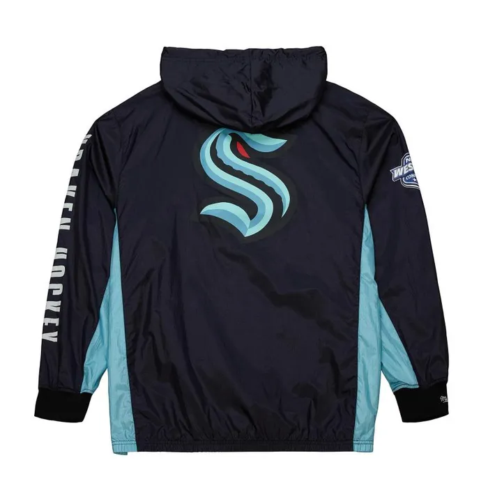Mitchell and Ness Team OG 20 Anorak Windbreaker Current Logo Seattle Kraken Men Jackets and Outerwear Mitchell and Ness Team OG 20 Anorak Windbreaker Current Logo Seattle Kraken Men Jackets and Outerwear