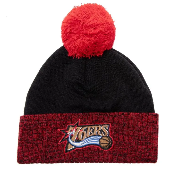 Mitchell and Ness Two Tone Pom Beanie HWC Philadelphia 76ers Men Hats and Headwear Mitchell and Ness Two Tone Pom Beanie HWC Philadelphia 76ers Men Hats and Headwear