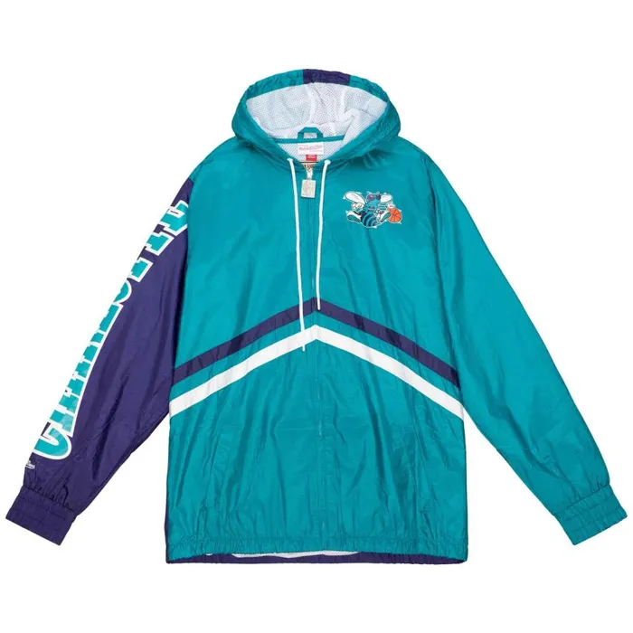 Mitchell and Ness Undeniable Full Zip Windbreaker Charlotte Hornets Men Jackets and Outerwear Mitchell and Ness Undeniable Full Zip Windbreaker Charlotte Hornets Men Jackets and Outerwear