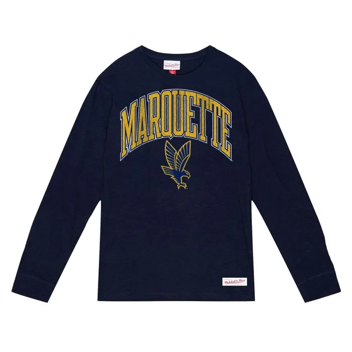 Mitchell and Ness University Arch Logo LS Tee Marquette University Men TShirts and Tops Mitchell and Ness University Arch Logo LS Tee Marquette University Men TShirts and Tops