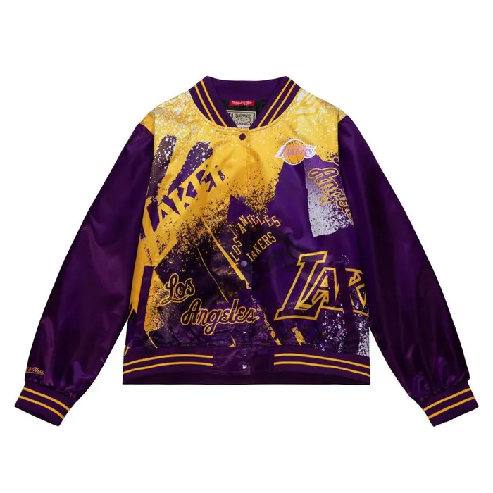 Mitchell and Ness Womens Satin Jacket 30 Los Angeles Lakers Women Jackets and Outerwear Mitchell and Ness Womens Satin Jacket 30 Los Angeles Lakers Women Jackets and Outerwear
