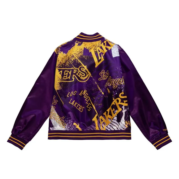 Mitchell and Ness Womens Satin Jacket 30 Los Angeles Lakers Women Jackets and Outerwear Mitchell and Ness Womens Satin Jacket 30 Los Angeles Lakers Women Jackets and Outerwear