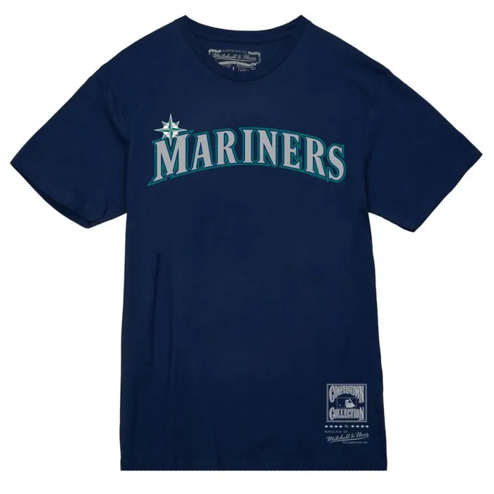 Mitchell and Ness Wordmark 2 Tee Seattle Mariners Men TShirts and Tops