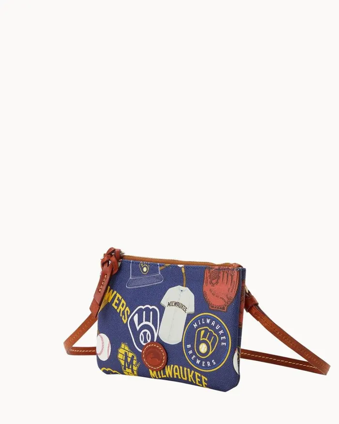 MLB Brewers Top Zip Crossbody Brewers Women Dooney and Bourke Crossbodies MLB Brewers Top Zip Crossbody Brewers Women Dooney and Bourke Crossbodies