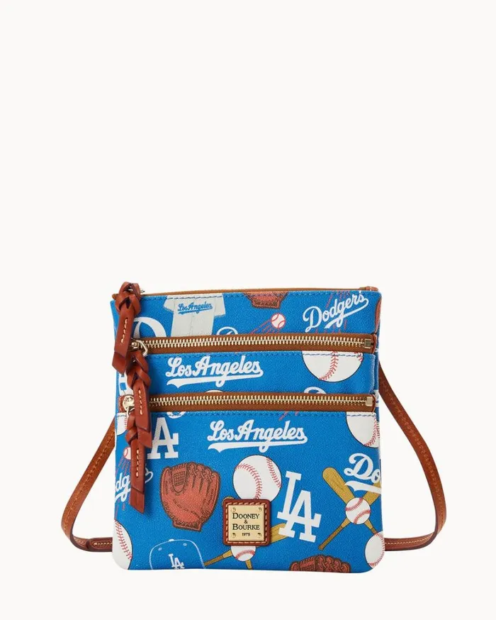 MLB Dodgers North South Triple Zip Crossbody Dodgers Women Dooney and Bourke Crossbodies MLB Dodgers North South Triple Zip Crossbody Dodgers Women Dooney and Bourke Crossbodies