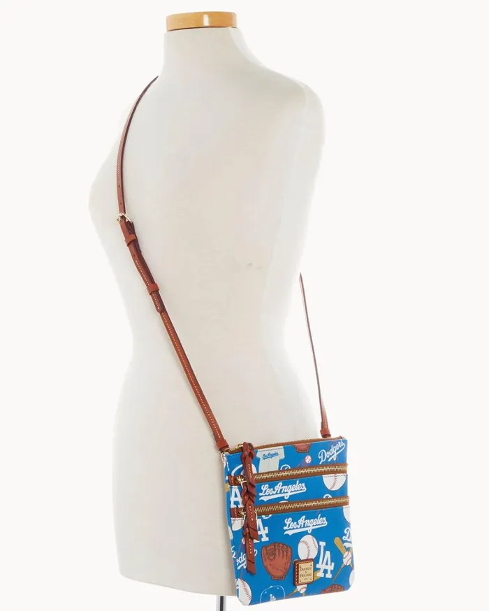 MLB Dodgers North South Triple Zip Crossbody Dodgers Women Dooney and Bourke Crossbodies MLB Dodgers North South Triple Zip Crossbody Dodgers Women Dooney and Bourke Crossbodies