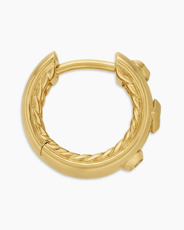 Modern Renaissance Huggie Hoop Earrings In 18K Yellow Gold With Diamonds 123mm Women David Yurman Hoop Modern Renaissance Huggie Hoop Earrings In 18K Yellow Gold With Diamonds 123mm Women David Yurman Hoop