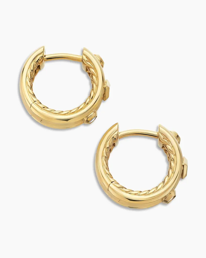 Modern Renaissance Huggie Hoop Earrings In 18K Yellow Gold With Diamonds 123mm Women David Yurman Hoop Modern Renaissance Huggie Hoop Earrings In 18K Yellow Gold With Diamonds 123mm Women David Yurman Hoop