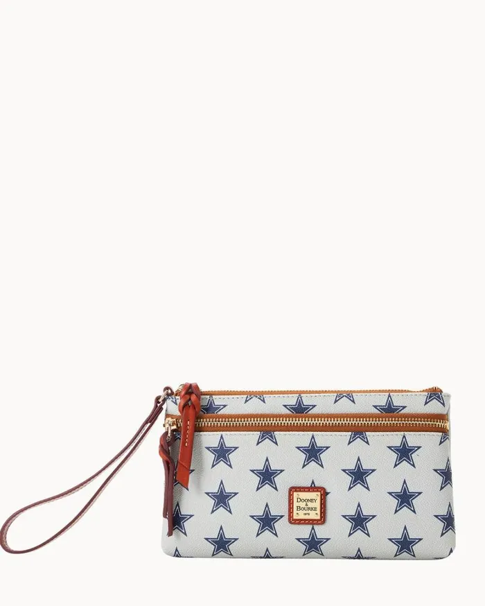 NFL Cowboys Double Zip Wristlet Dallas Cowboys Women Dooney and Bourke Wallets NFL Cowboys Double Zip Wristlet Dallas Cowboys Women Dooney and Bourke Wallets