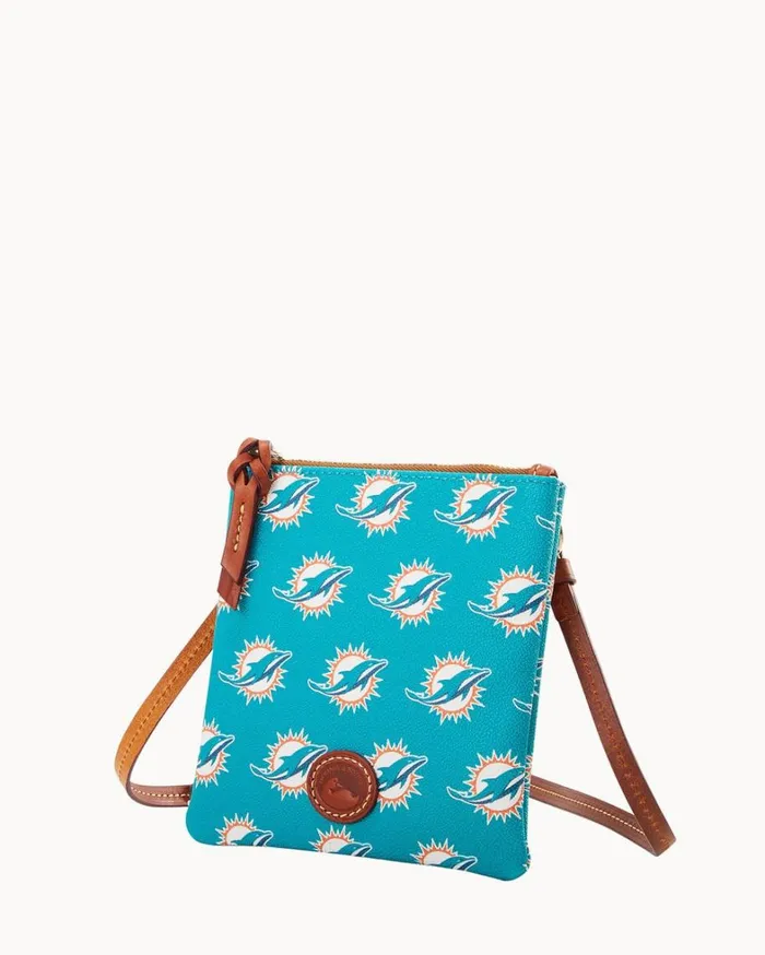 NFL Dolphins Small North South Top Zip Crossbody Dolphins Women Dooney and Bourke Crossbodies NFL Dolphins Small North South Top Zip Crossbody Dolphins Women Dooney and Bourke Crossbodies