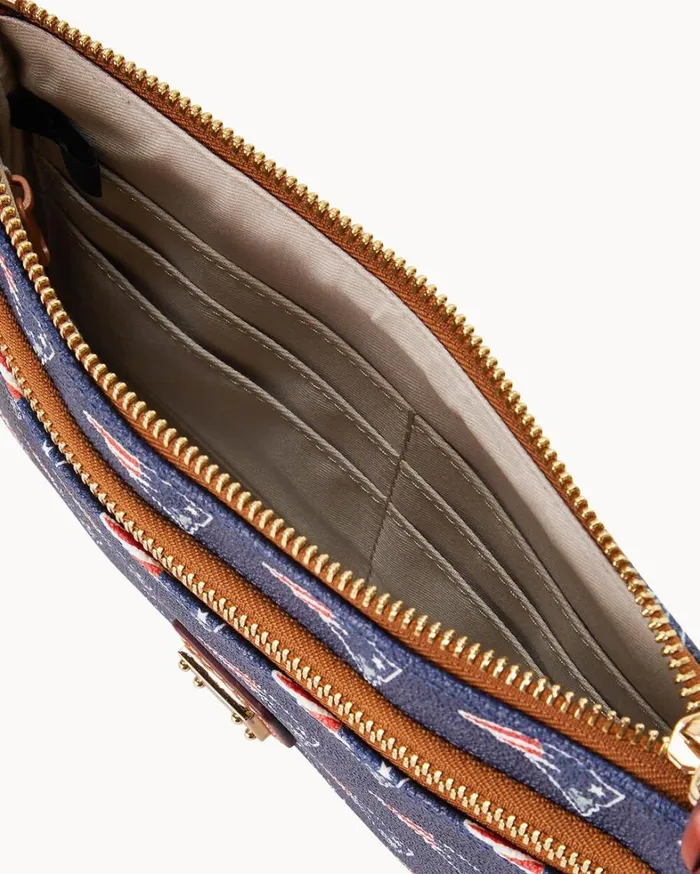 NFL Patriots Double Zip Wristlet New England Patriots Women Dooney and Bourke Wallets NFL Patriots Double Zip Wristlet New England Patriots Women Dooney and Bourke Wallets