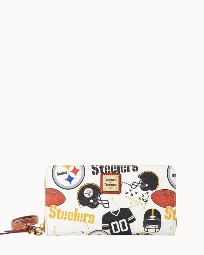 NFL Steelers Large Zip Around Wristlet Steelers Women Dooney and Bourke Wallets NFL Steelers Large Zip Around Wristlet Steelers Women Dooney and Bourke Wallets