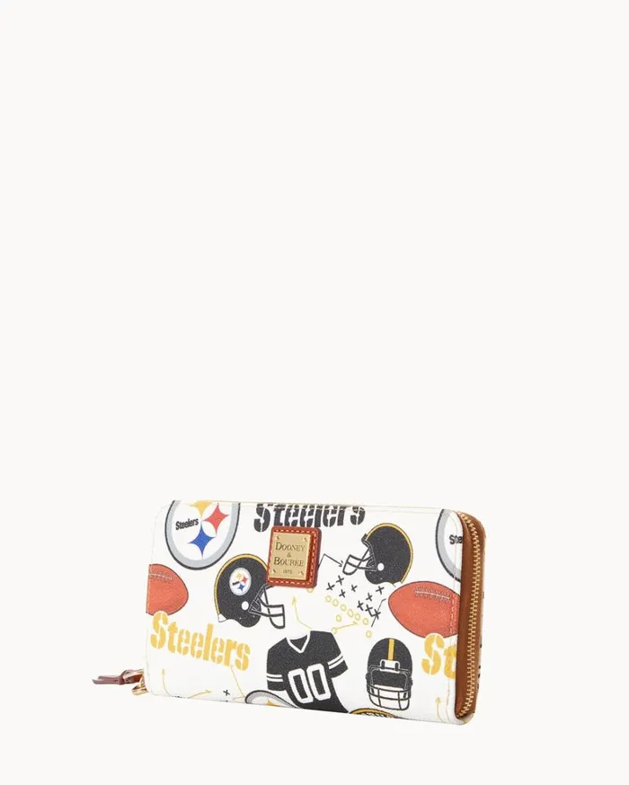 NFL Steelers Large Zip Around Wristlet Steelers Women Dooney and Bourke Wallets NFL Steelers Large Zip Around Wristlet Steelers Women Dooney and Bourke Wallets