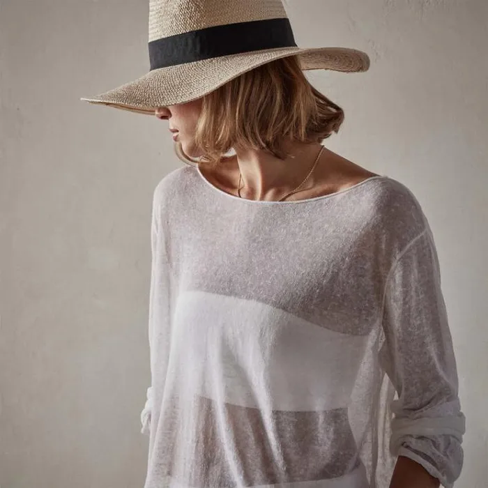 Novelty Tops Women James Perse Soleil Linen Shell Top White